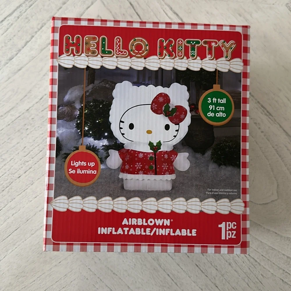 Hello Kitty Christmas Light up AirBlown Inflatable in a Snowflake Dress. NEW!